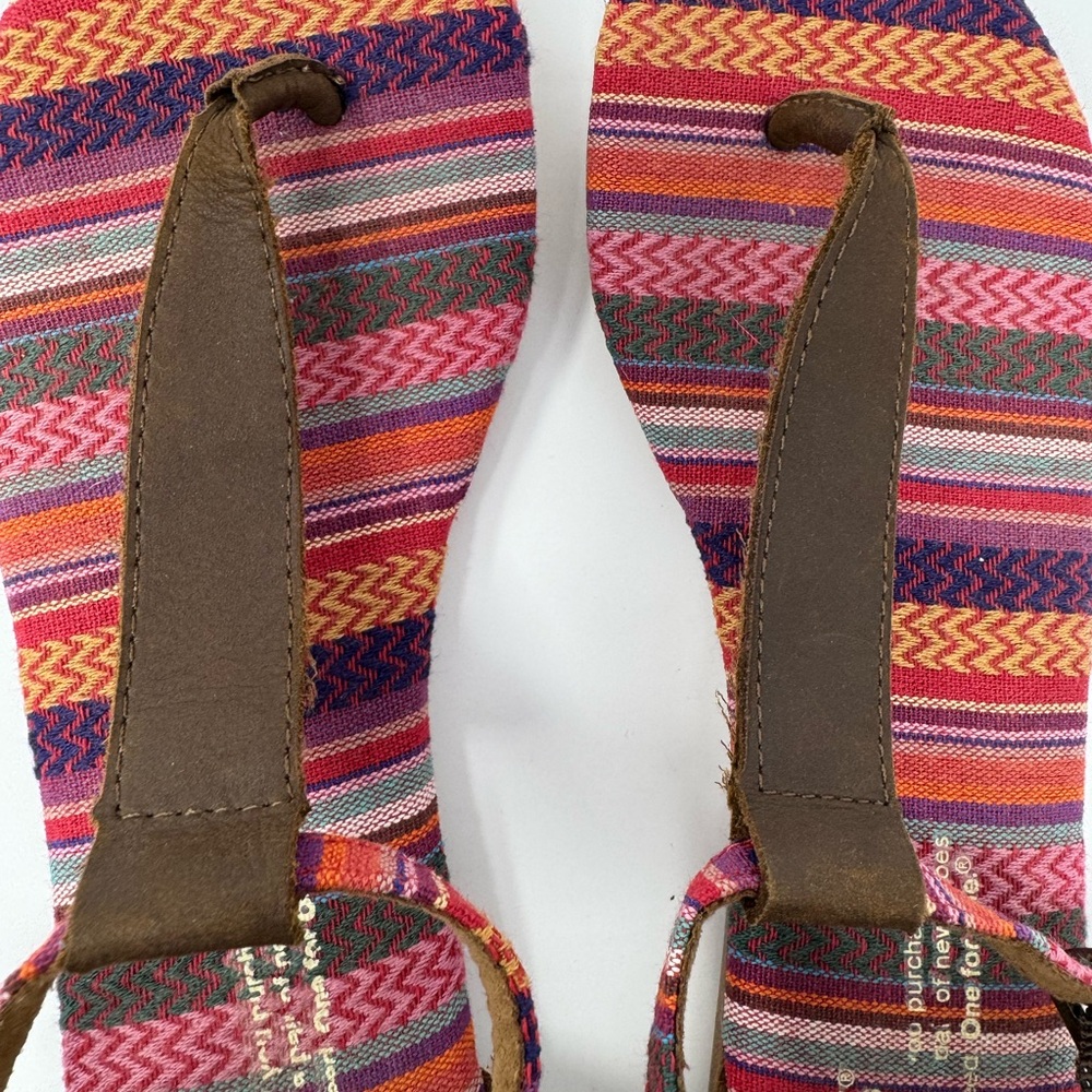 Toms Sandals, Sz‎ 5.5, leather, canvas, boho, hippie, t strap, ankle, beach - Picture 11 of 11